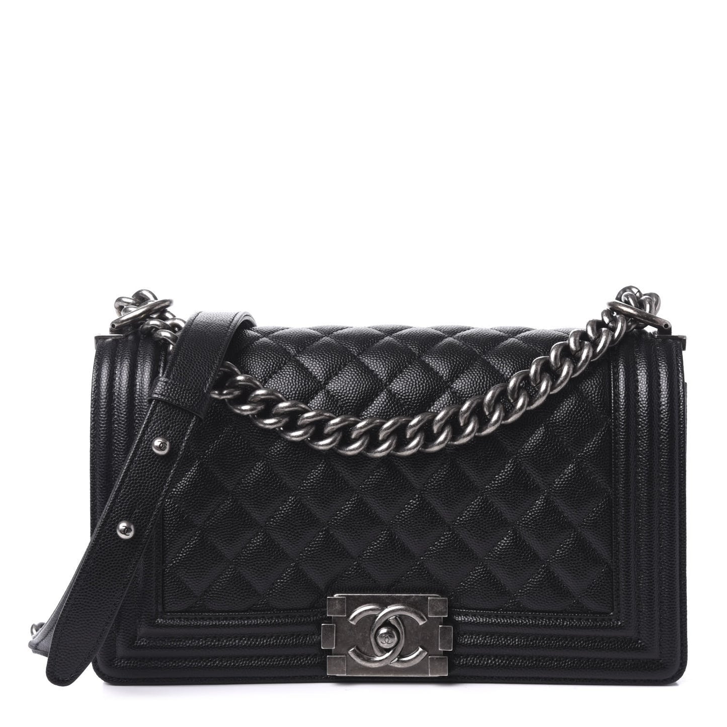 Caviar Quilted Medium Boy Flap Black