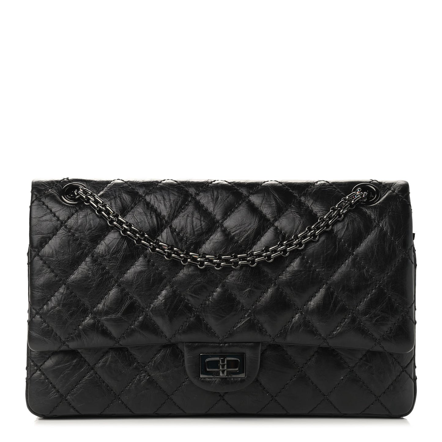 Glazed Calfskin Quilted 2.55 Reissue 226 Flap So Black