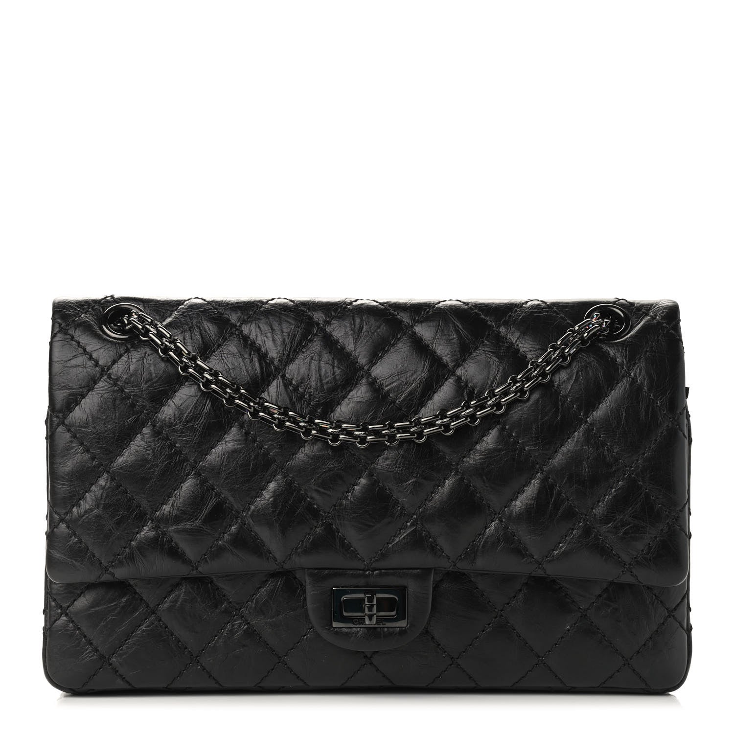 Chanel Glazed Calfskin Quilted 2.55 Reissue 226 Flap So Black 1 of 9