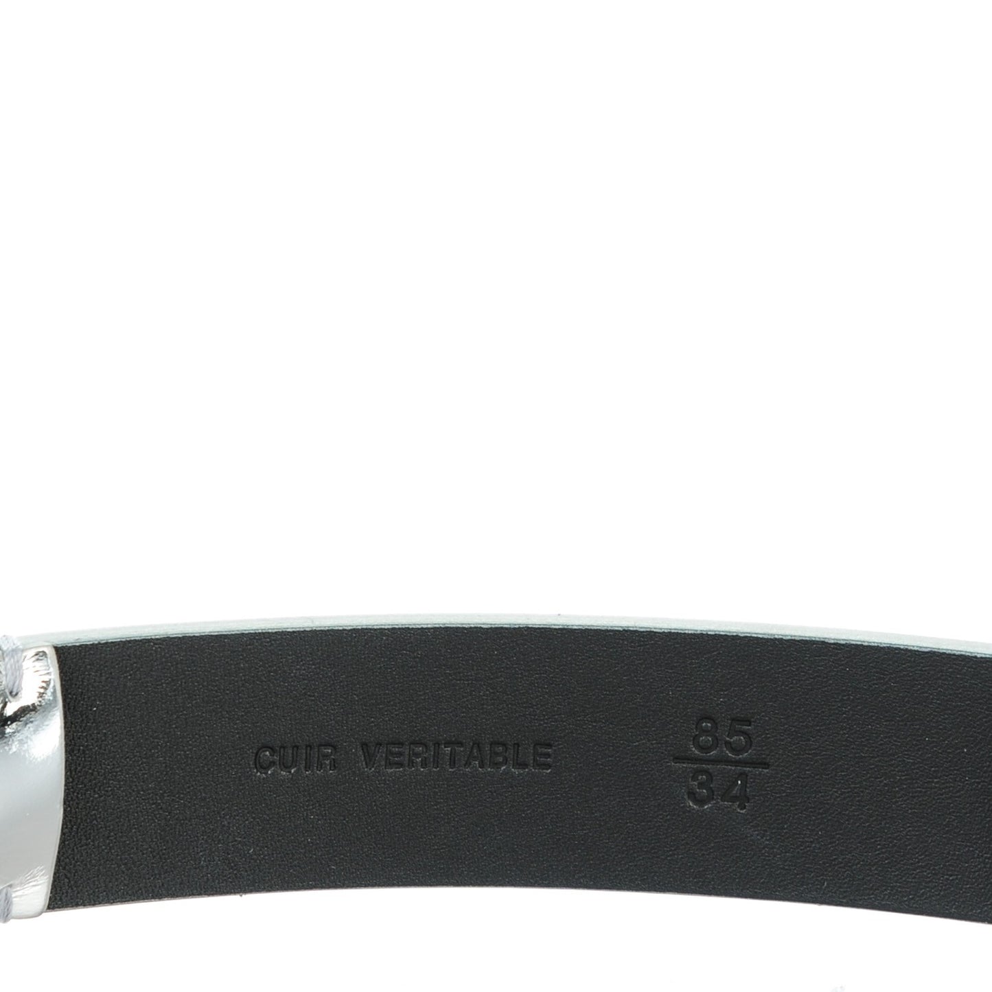 Calfskin CC Mirror Belt 85 34 Silver