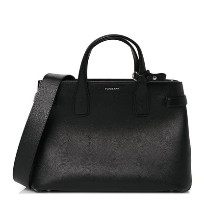 Burberry Derby Calfskin Vintage Check Medium Banner Tote Black 1 of 15