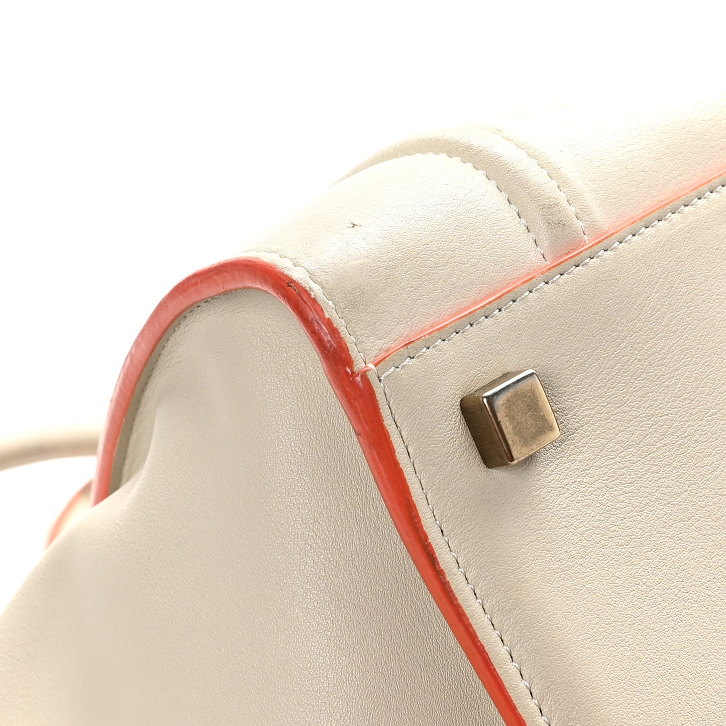 Smooth Calfskin Medium Phantom Luggage Chalk Orange Trim