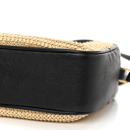 Saint Laurent Raffia Canvas Monogram Lou Camera Bag Beige Black 10 of 11