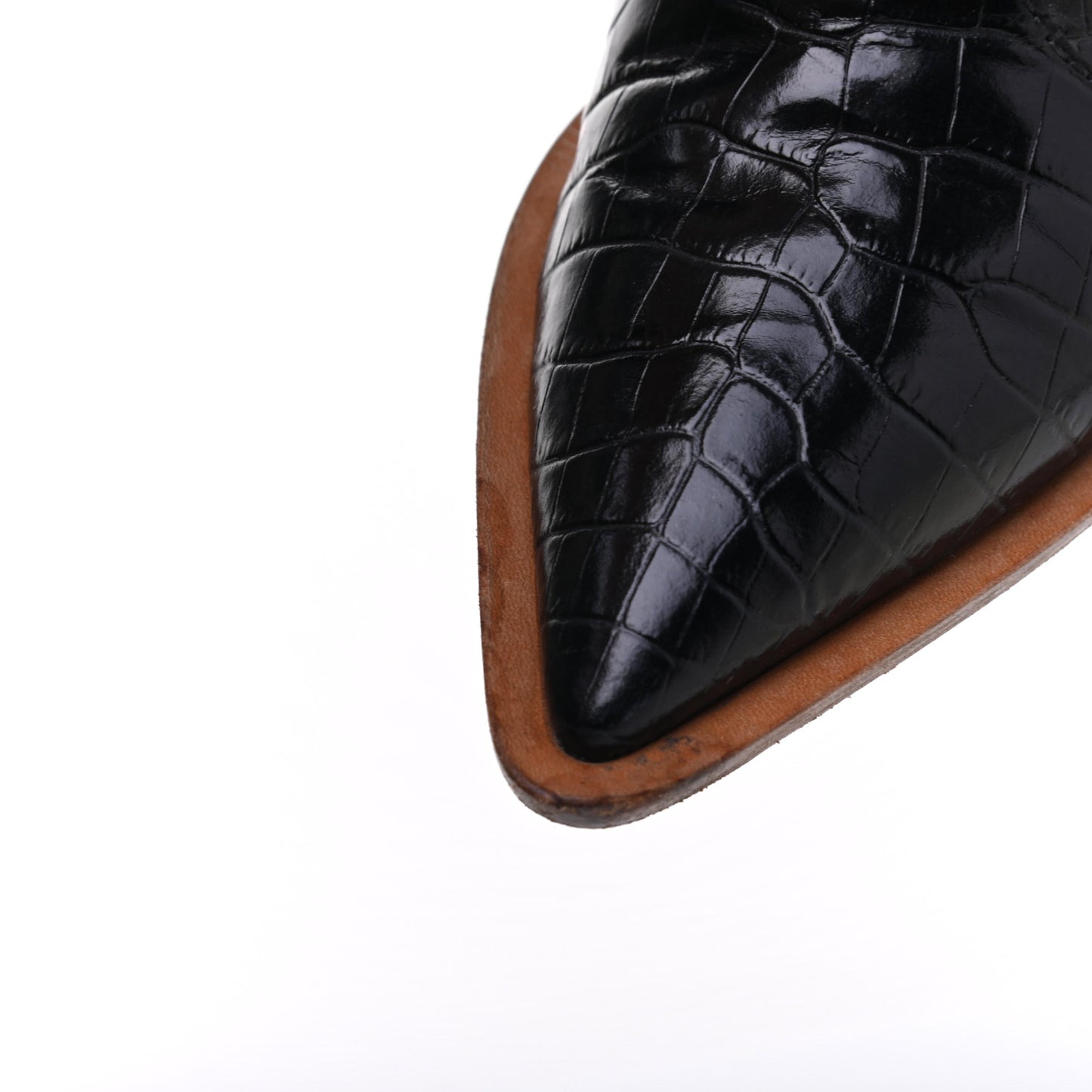 Calfskin Crocodile Embossed Cutwalk Ankle Boots 37 Black