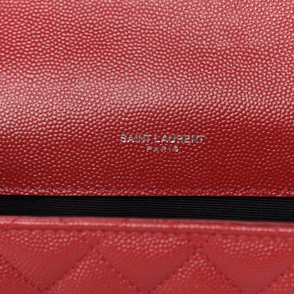 Saint Laurent Grain De Poudre Textured Mixed Matelasse Triquilt Medium Monogram Satchel Rouge Eros 6 of 8