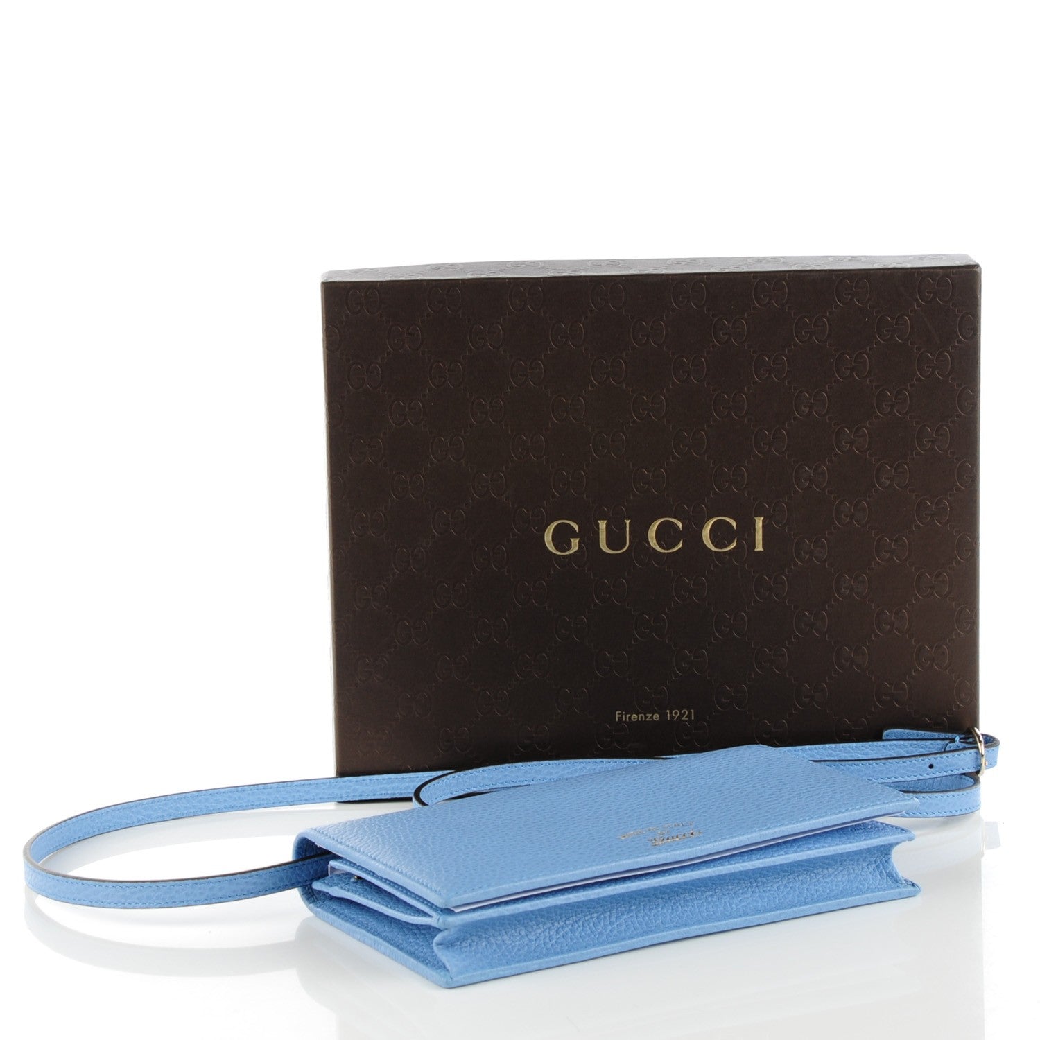Gucci Dollar Calfskin Mini Swing Wallet Bag Mineral Blue 4 of 8