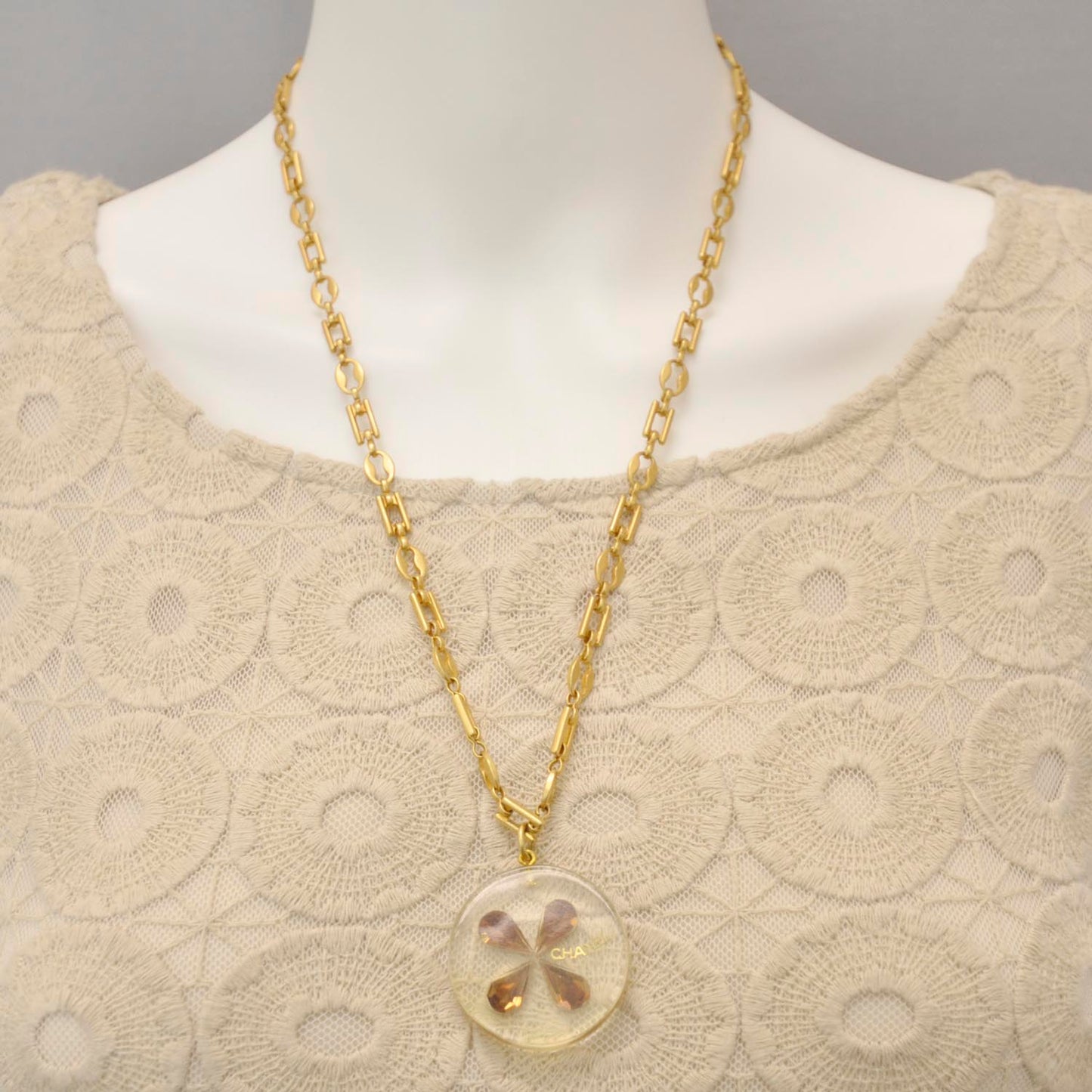 Resin Crystal Clover Necklace