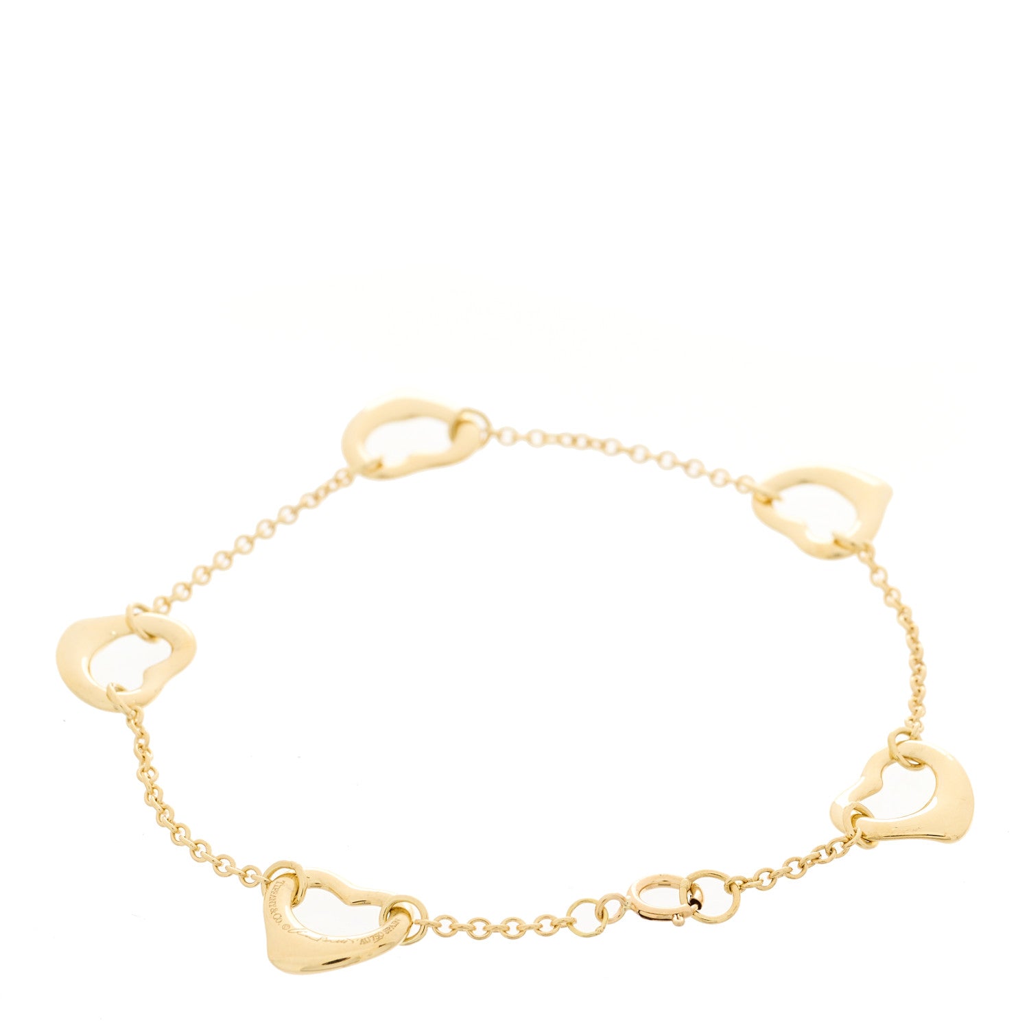 Tiffany 18K Yellow Gold Elsa Peretti 5 Open Heart Bracelet 2 of 4