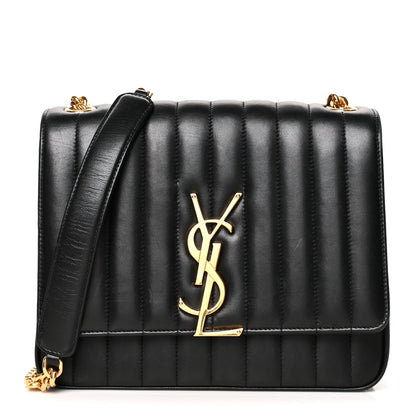 Saint Laurent Lambskin Matelasse Monogram Large Vicky Chain Bag Black 1 of 11