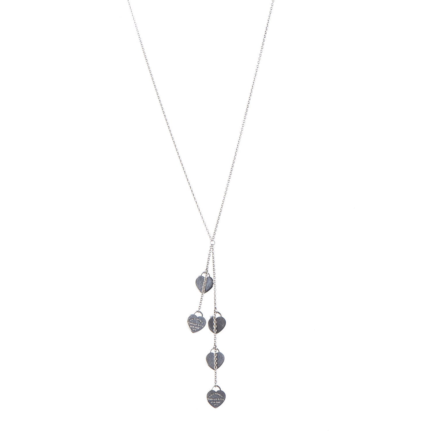 Sterling Silver Mini Heart Tag Lariat Necklace