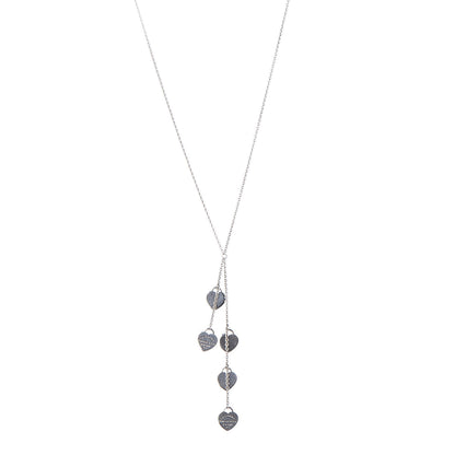 Tiffany Sterling Silver Mini Heart Tag Lariat Necklace 1 of 6