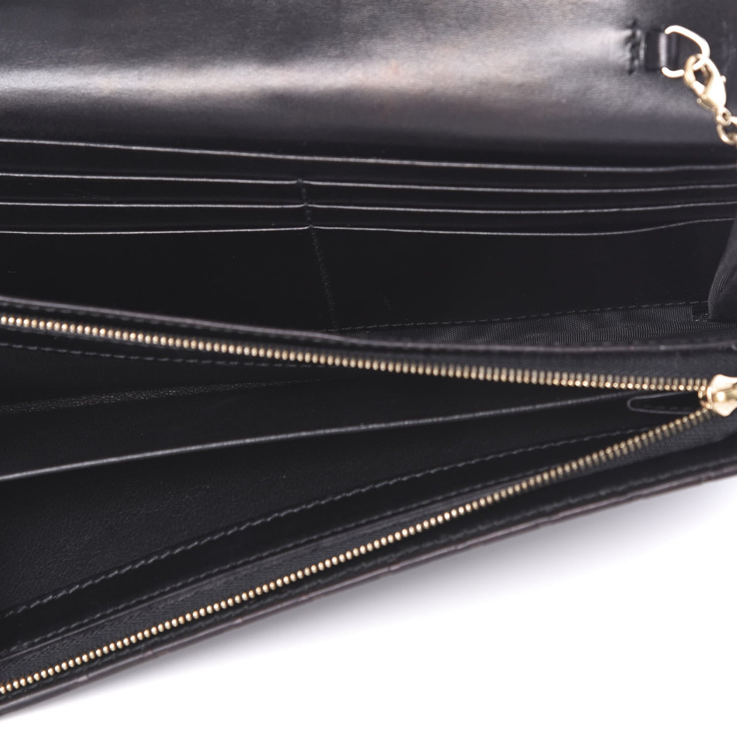 Gucci Guccissima Margaux Calfskin Metal Bar Chain Wallet Black 5 of 8