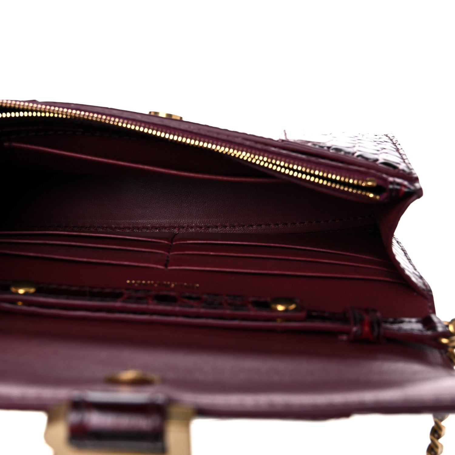 Balenciaga Shiny Calfskin Crocodile Embossed Hourglass Chain Bag Dark Red 5 of 9