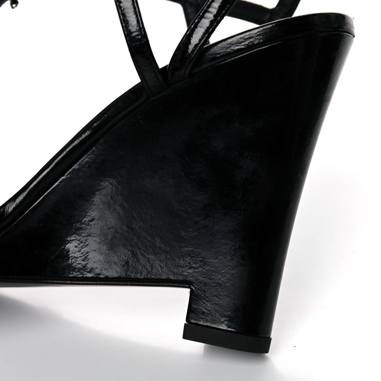 Chanel Patent Goatskin Chain CC Wedge Sandals 38 Black 8 of 12