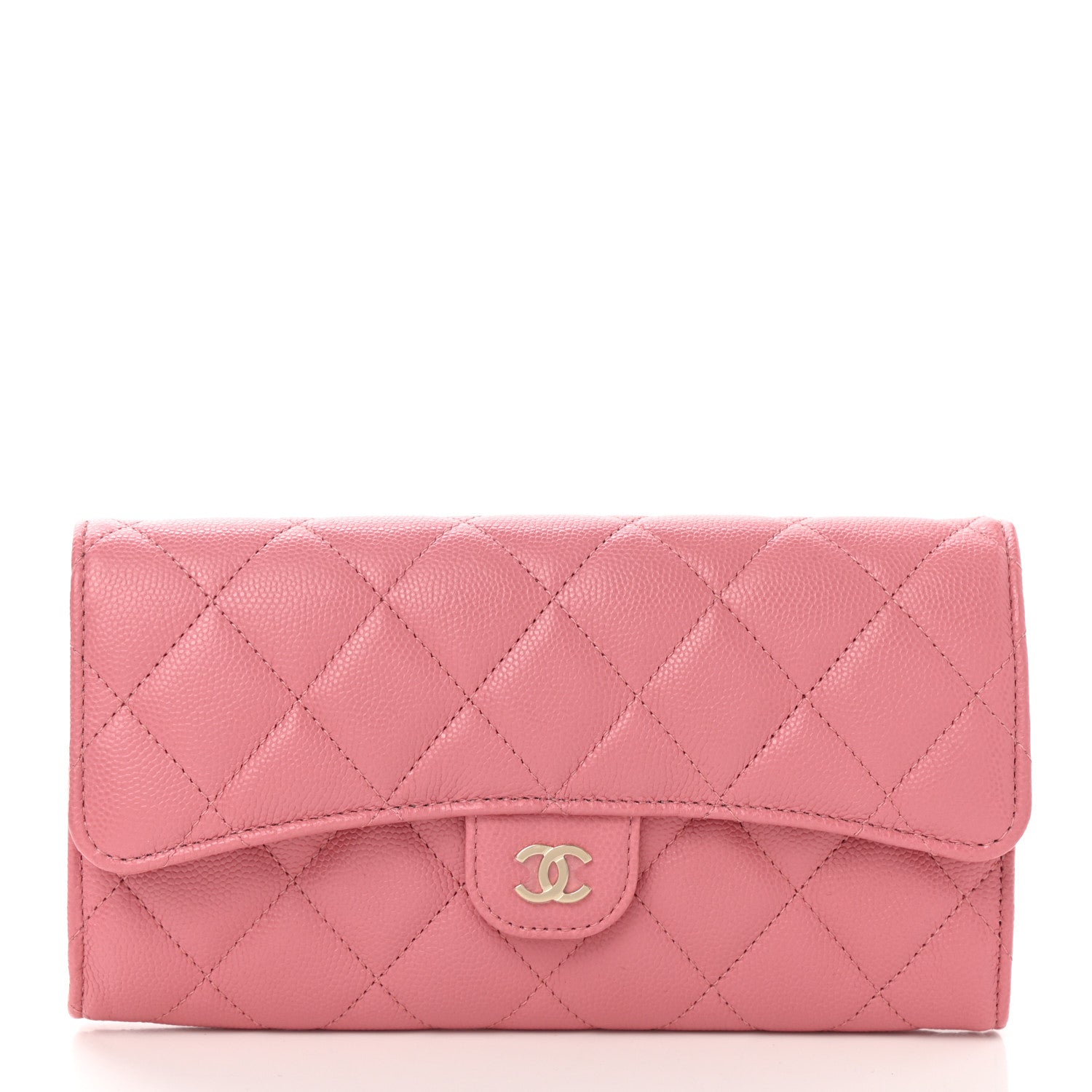 Chanel Caviar Quilted Large Gusset Flap Wallet Dark Pink 1 of 9