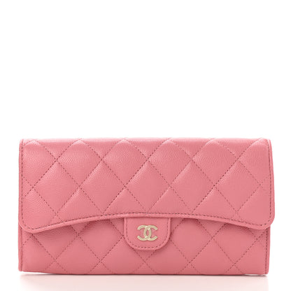 Chanel Caviar Quilted Large Gusset Flap Wallet Dark Pink 1 of 9