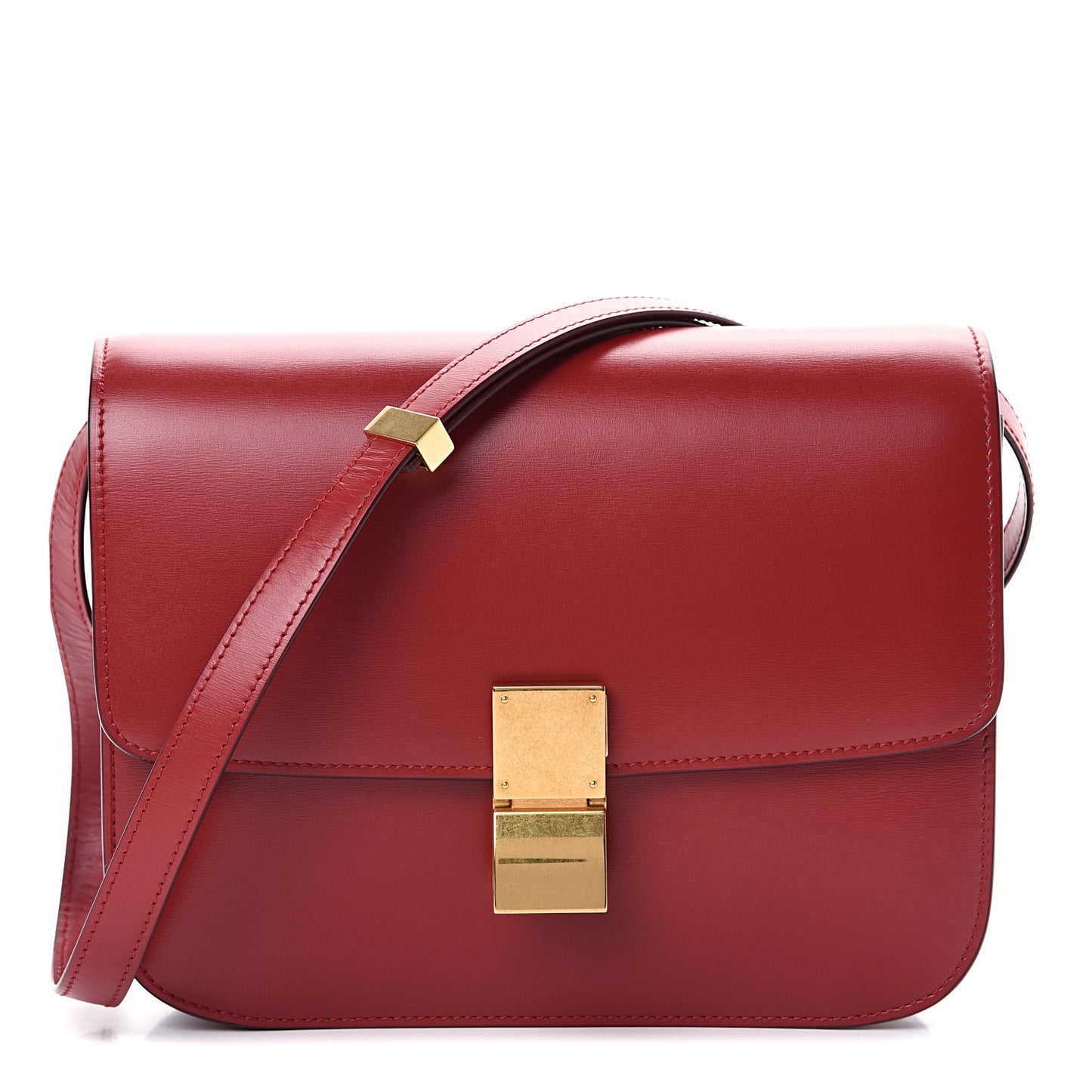 Box Calfskin Medium Classic Box Flap Bag Red