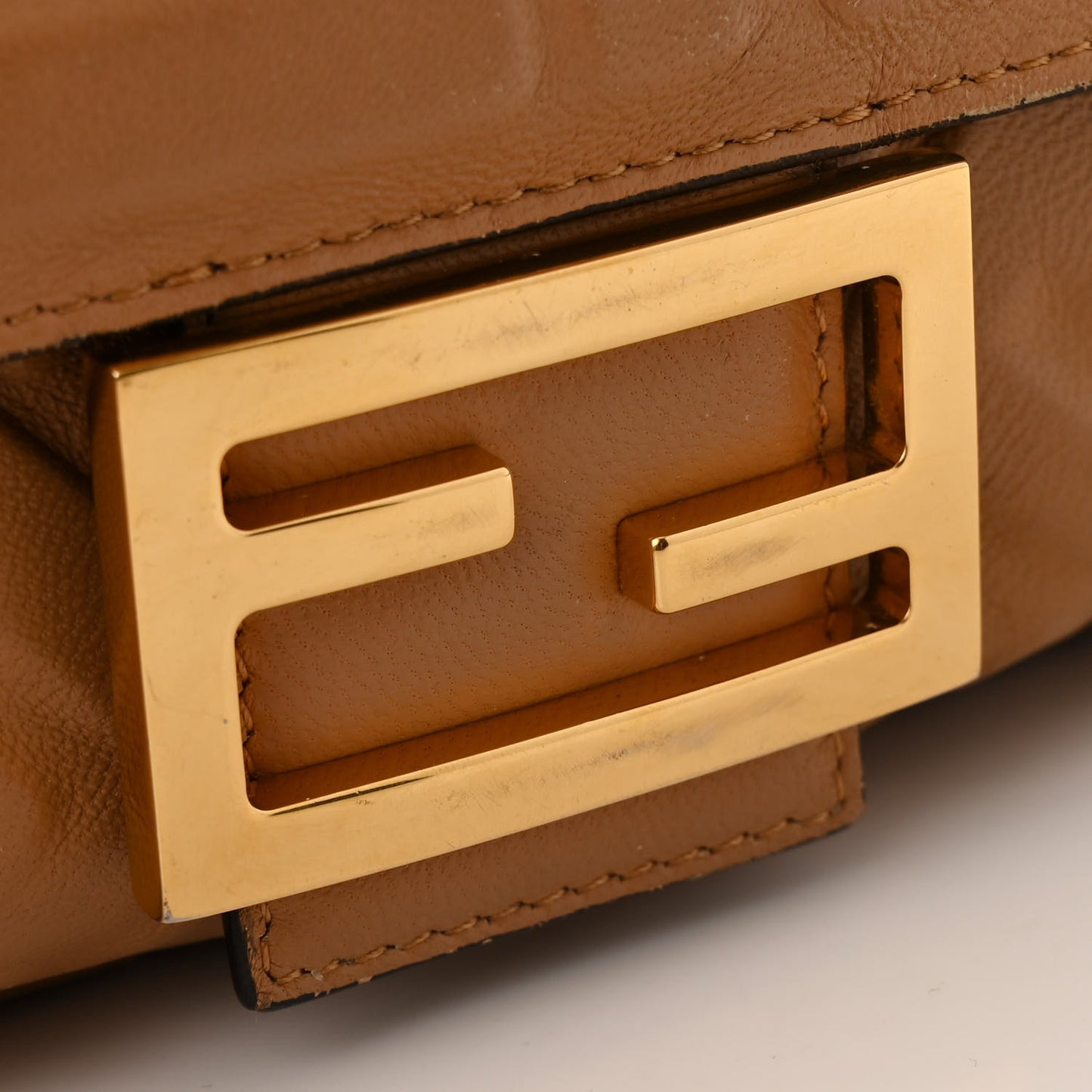 Nappa FF 1974 Embossed Baguette Miele Scuro
