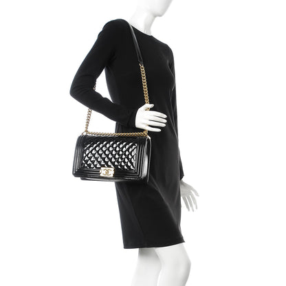 Chanel Patent Calfskin Quilted New Medium Boy Flap Black 2 of 9