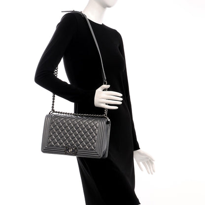 Chanel Metallic Calfskin Quilted New Medium Boy Flap Dark Silver 2 of 10