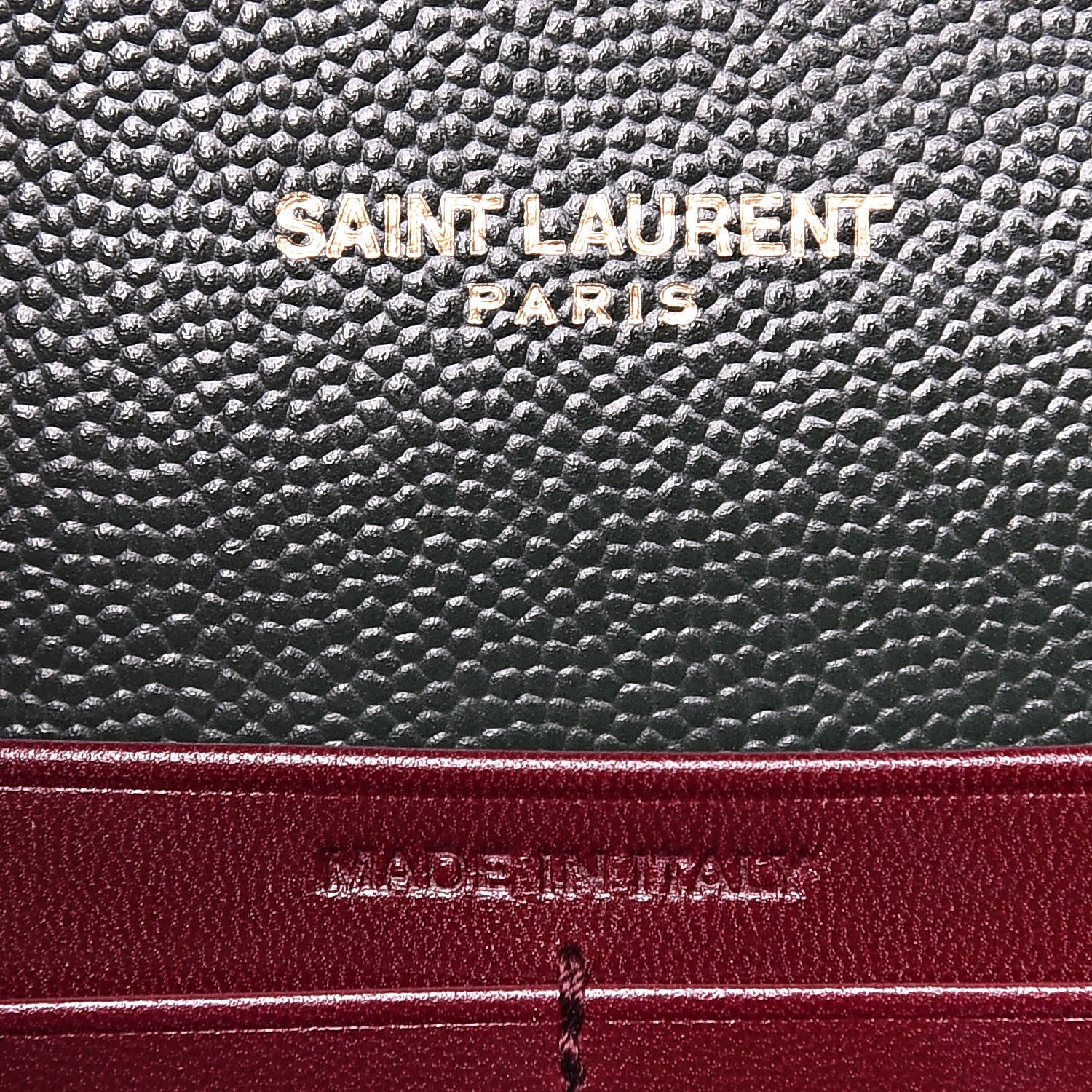 Saint Laurent Grain De Poudre Monogram Cassandra Chain Wallet Vert Fonce 6 of 9