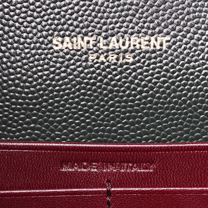 Saint Laurent Grain De Poudre Monogram Cassandra Chain Wallet Vert Fonce 6 of 9