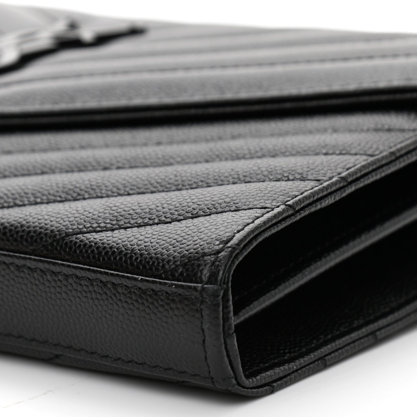 Grain De Poudre Matelasse Chevron Monogram Chain Wallet Black