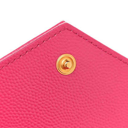 Saint Laurent Grain De Poudre Matelasse Chevron Monogram Compact Tri Fold Wallet Fuschia 12 of 13