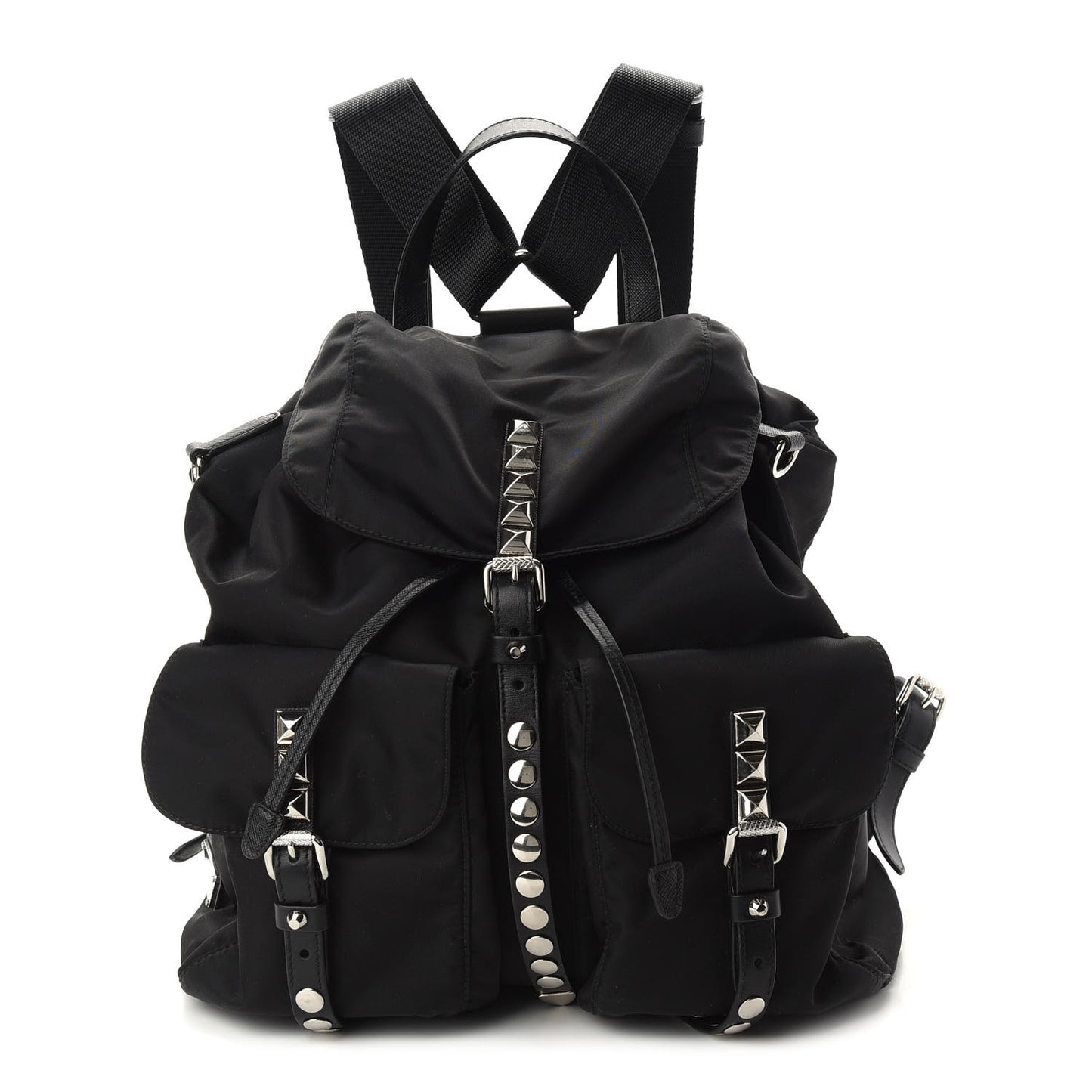 Nylon New Vela Studded Backpack Black