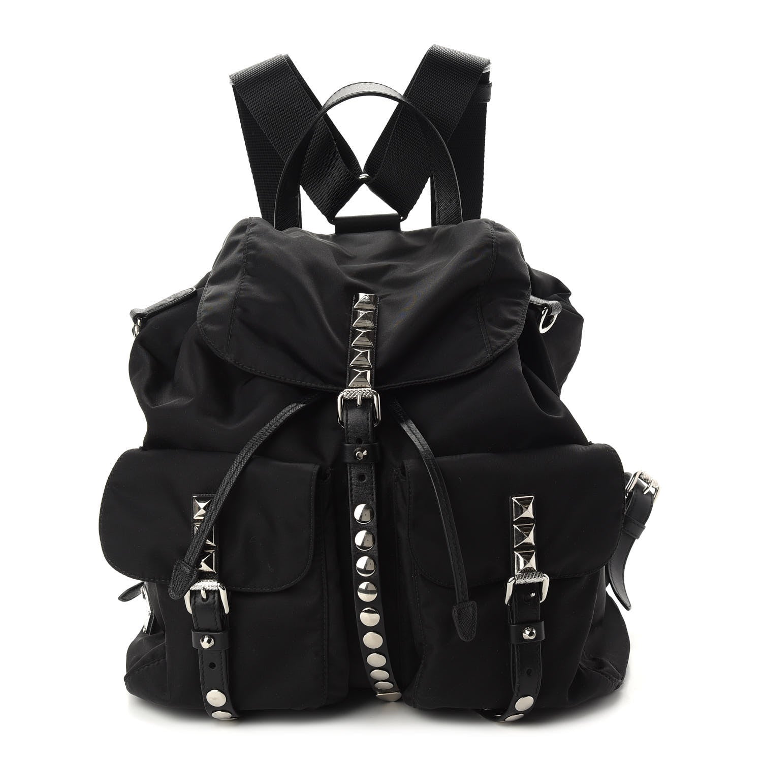 Prada Nylon New Vela Studded Backpack Black 1 of 9