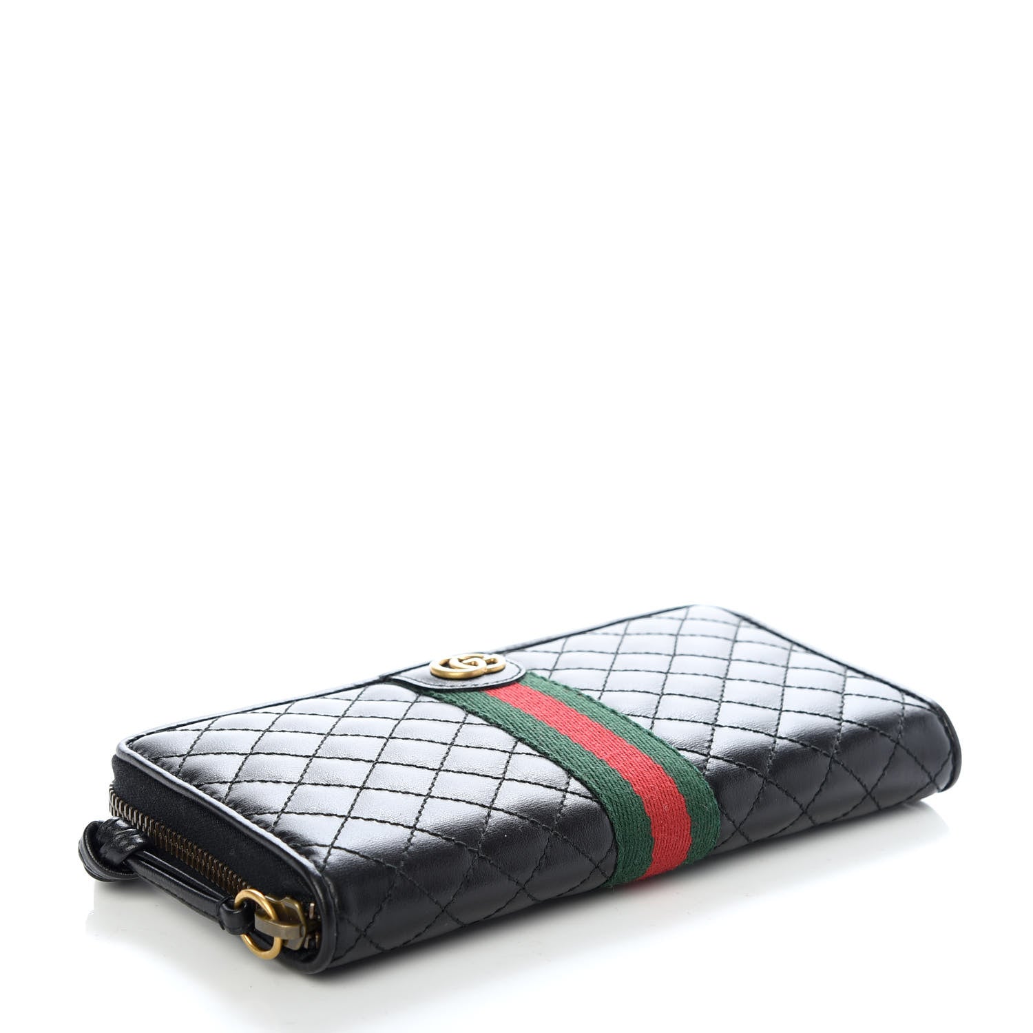 Gucci Calfskin Web Trapuntata GG Zip Around Wallet Black 4 of 8