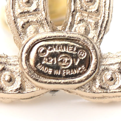 Chanel Pearl Crystal CC Stud Earrings Gold 4 of 4