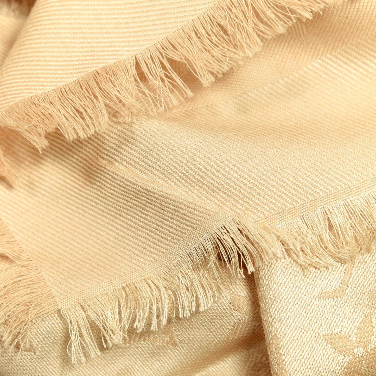 Silk Wool Monogram Shawl Natural