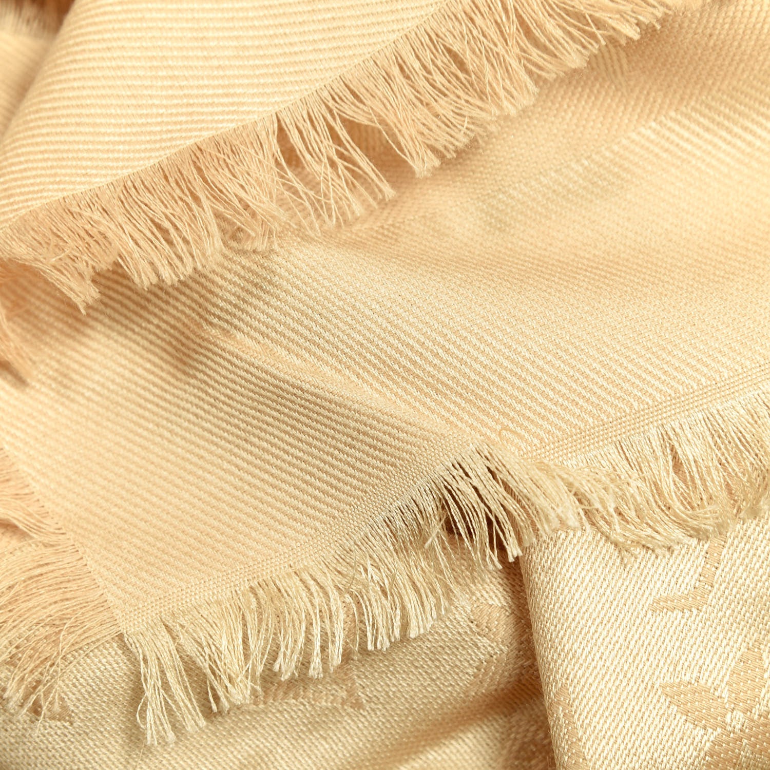 Louis Vuitton Silk Wool Monogram Shawl Natural 5 of 5