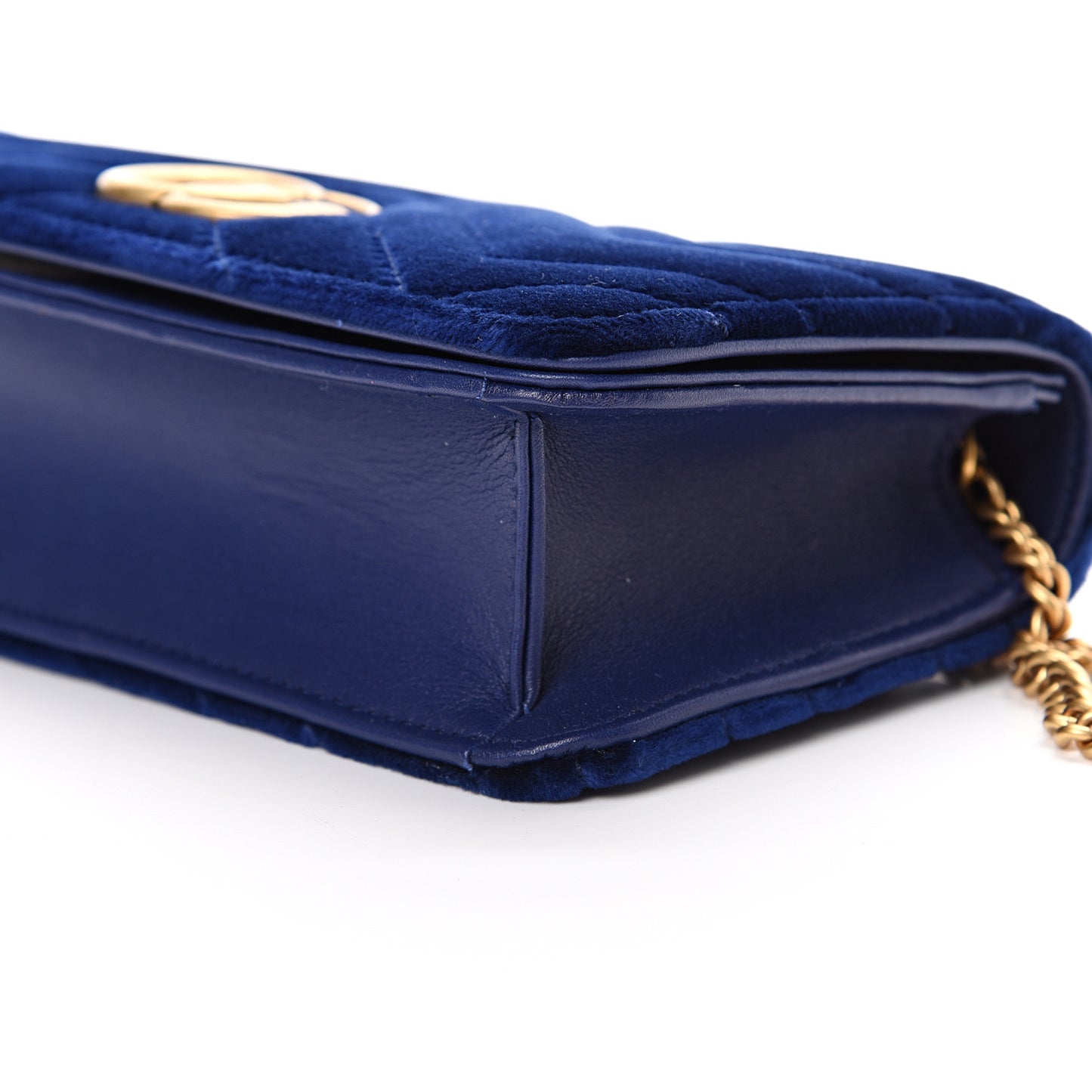 Velvet Matelasse GG Marmont Mini Bag Cobalt Blue
