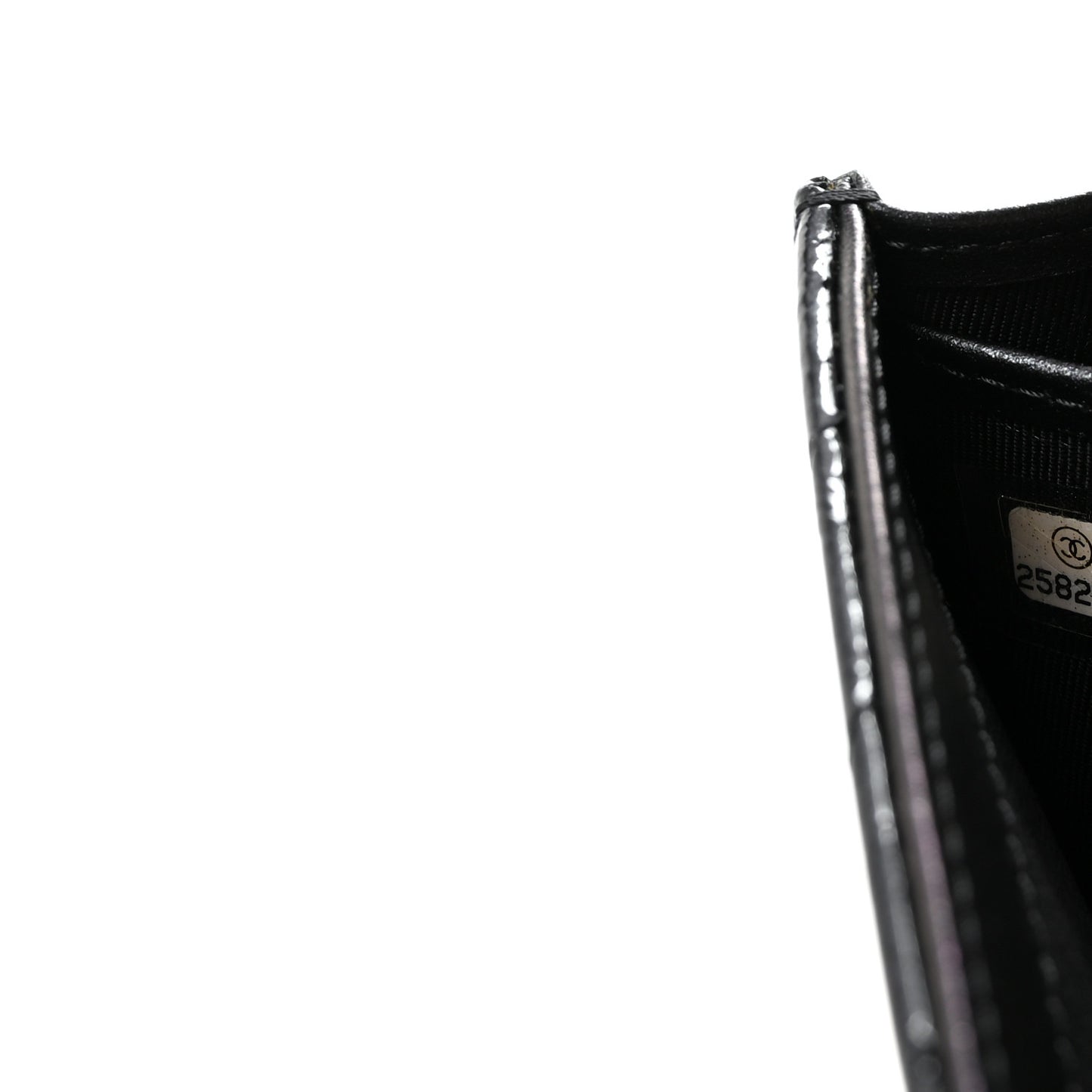 Patent Metallic Crumpled Calfskin Chevron Quilted Large Gusset Flap Wallet So Black
