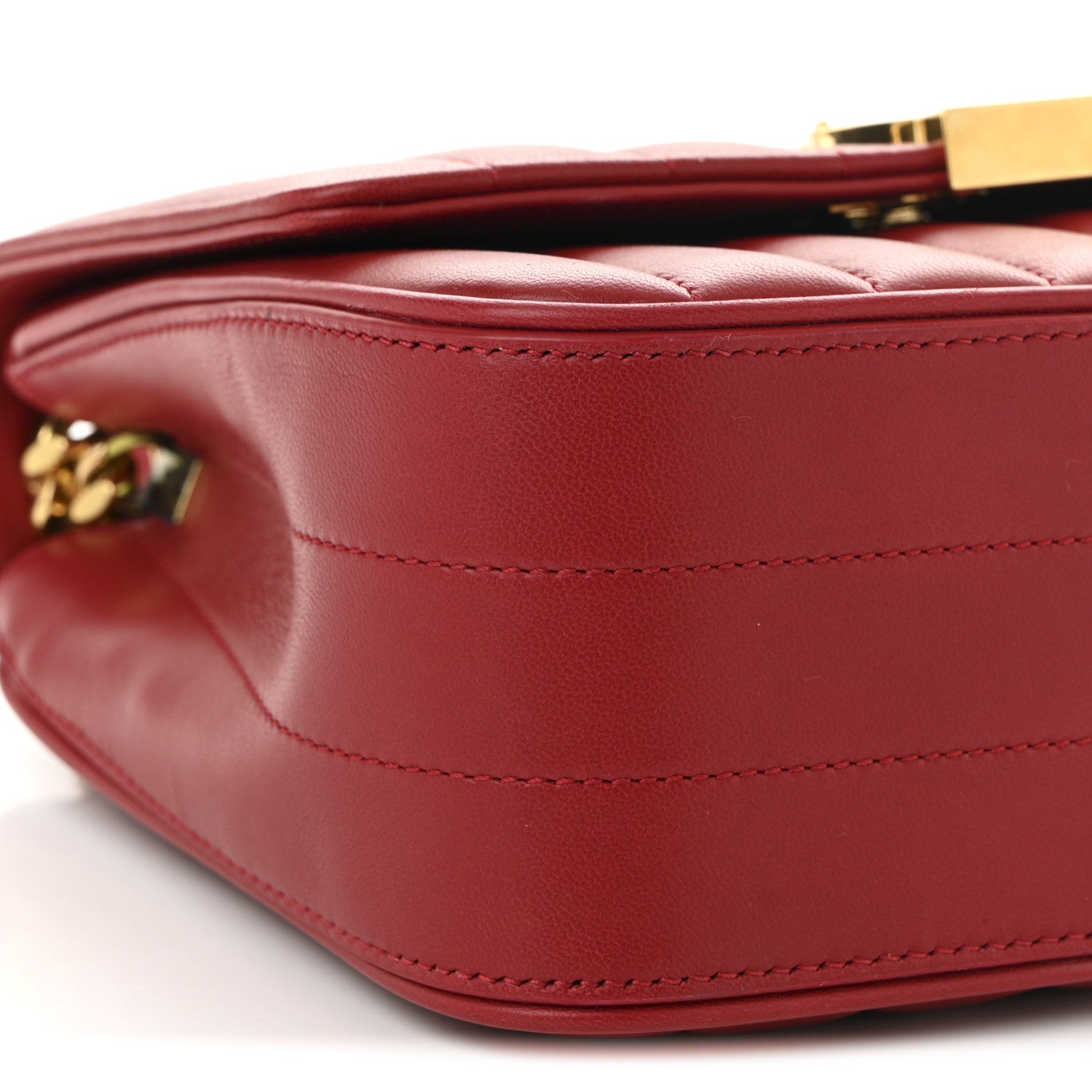 Saint Laurent Lambskin Matelasse Monogram Medium Vicky Chain Bag Rouge Eros 9 of 10