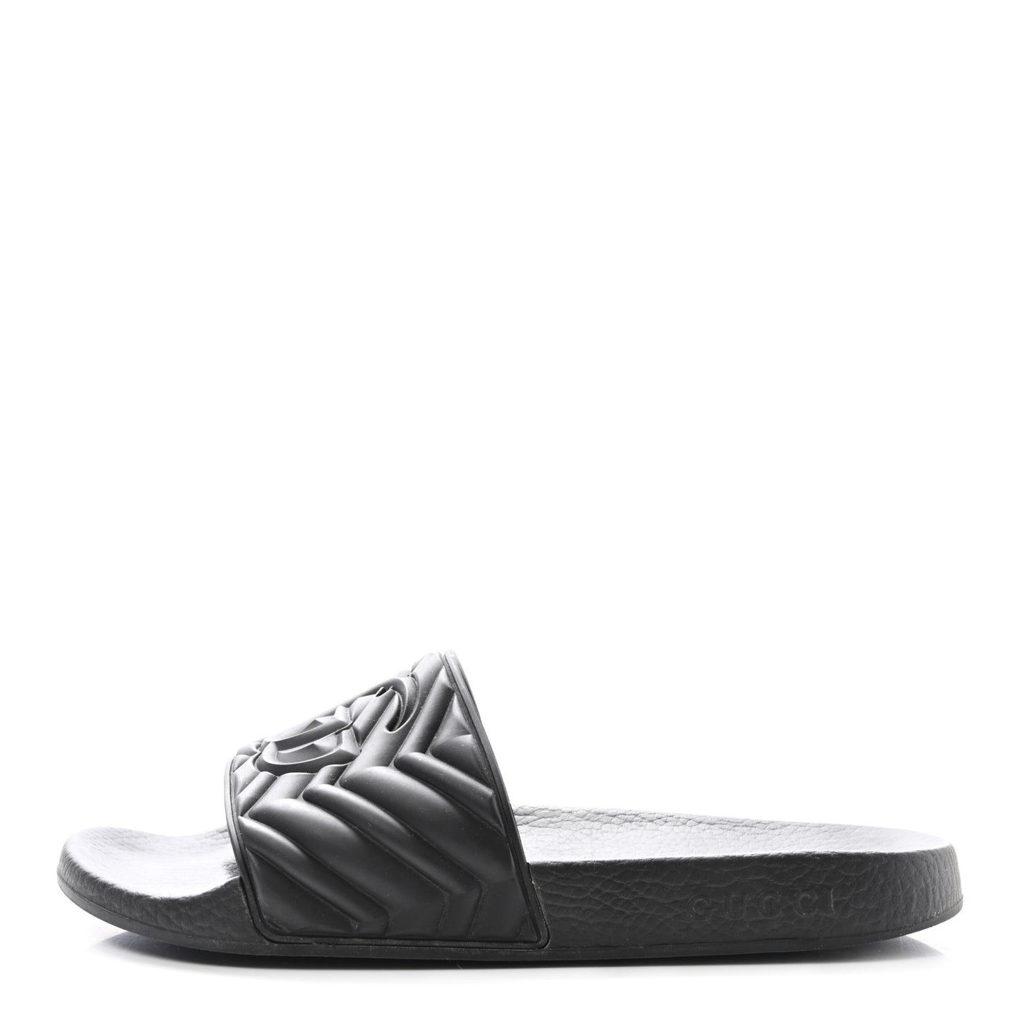 Rubber Matelasse Interlocking G Mens Slide Sandals 7 Black