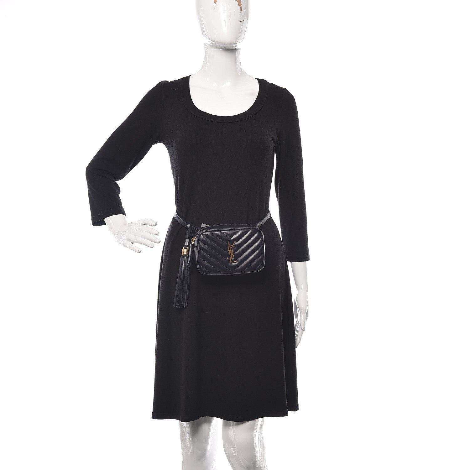 Saint Laurent Calfskin Matelasse Monogram Lou Belt Bag Navy 2 of 10