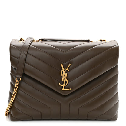 Saint Laurent Calfskin Y Quilted Monogram Medium Loulou Chain Satchel Soil Brown 1 of 12