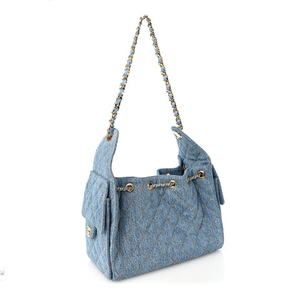 Chanel Denim Quilted Small Chanel 25 Handbag Blue 3 of 10