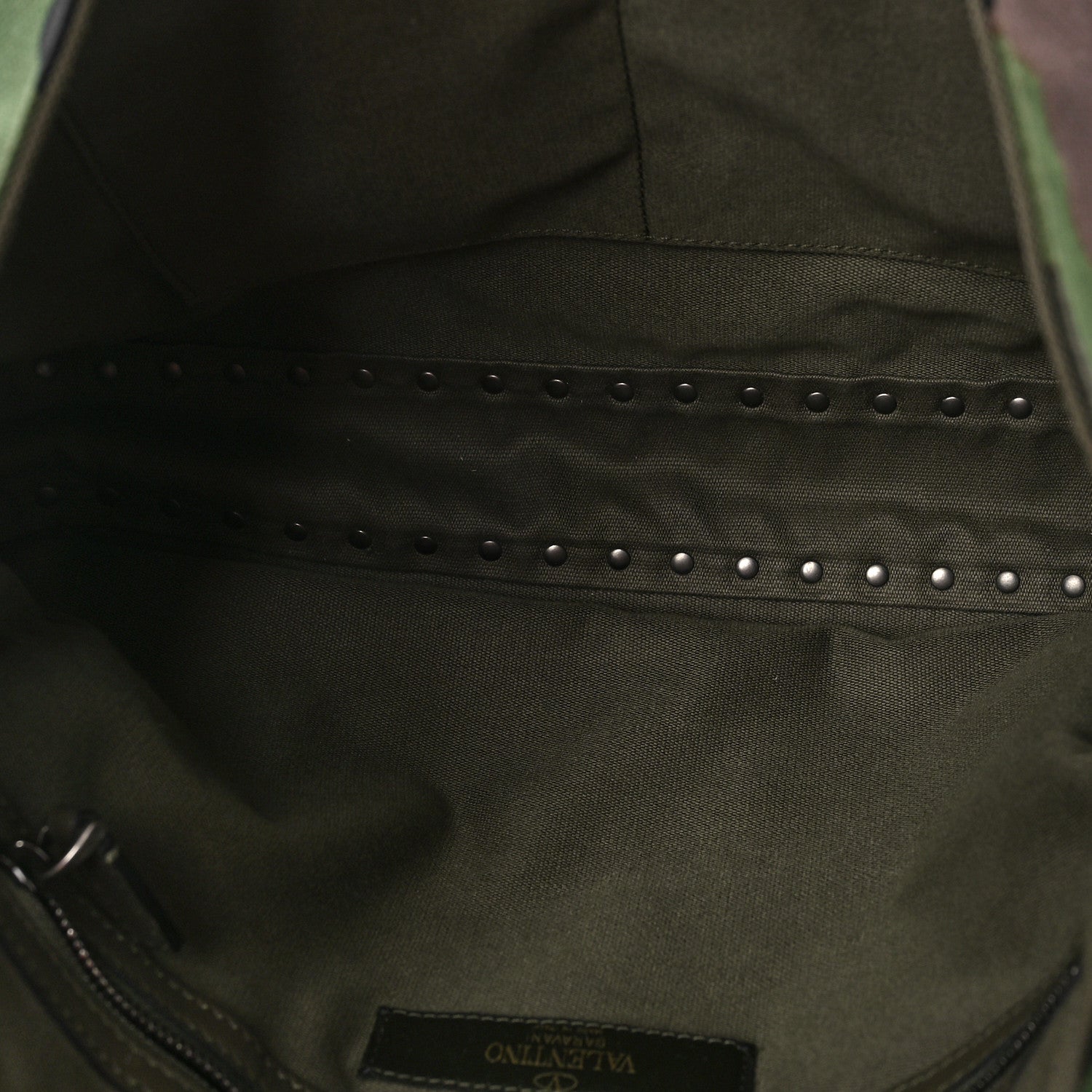 Valentino Garavani Canvas Camouflage Tattoo Beaded Rockstud Messenger Bag Army Green Brushwood 5 of 8