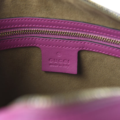 Gucci GG Supreme Monogram Moon Calfskin Small Boston Beige Ebony Hibiscus Red New Rosette 8 of 10