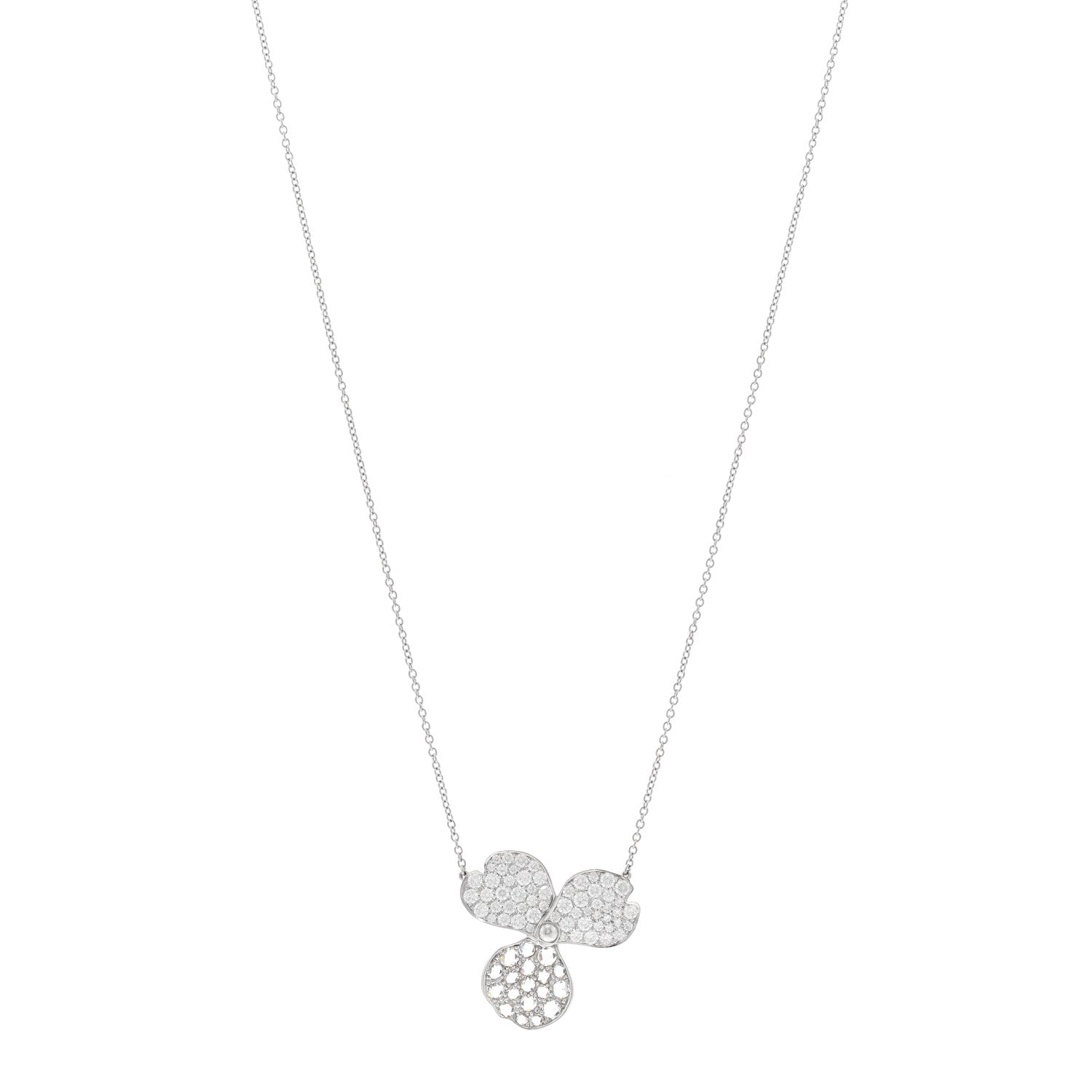 Tiffany Platinum Diamond Large Paper Flowers Pave Pendant Necklace 1 of 5