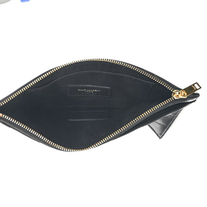 Saint Laurent Grain De Poudre Chevron Monogram Large Bill Pouch Black 5 of 7