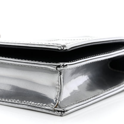 Christian Dior Metallic Patent Micro-Cannage Diorama Wallet on Chain Pouch Silver 11 of 13