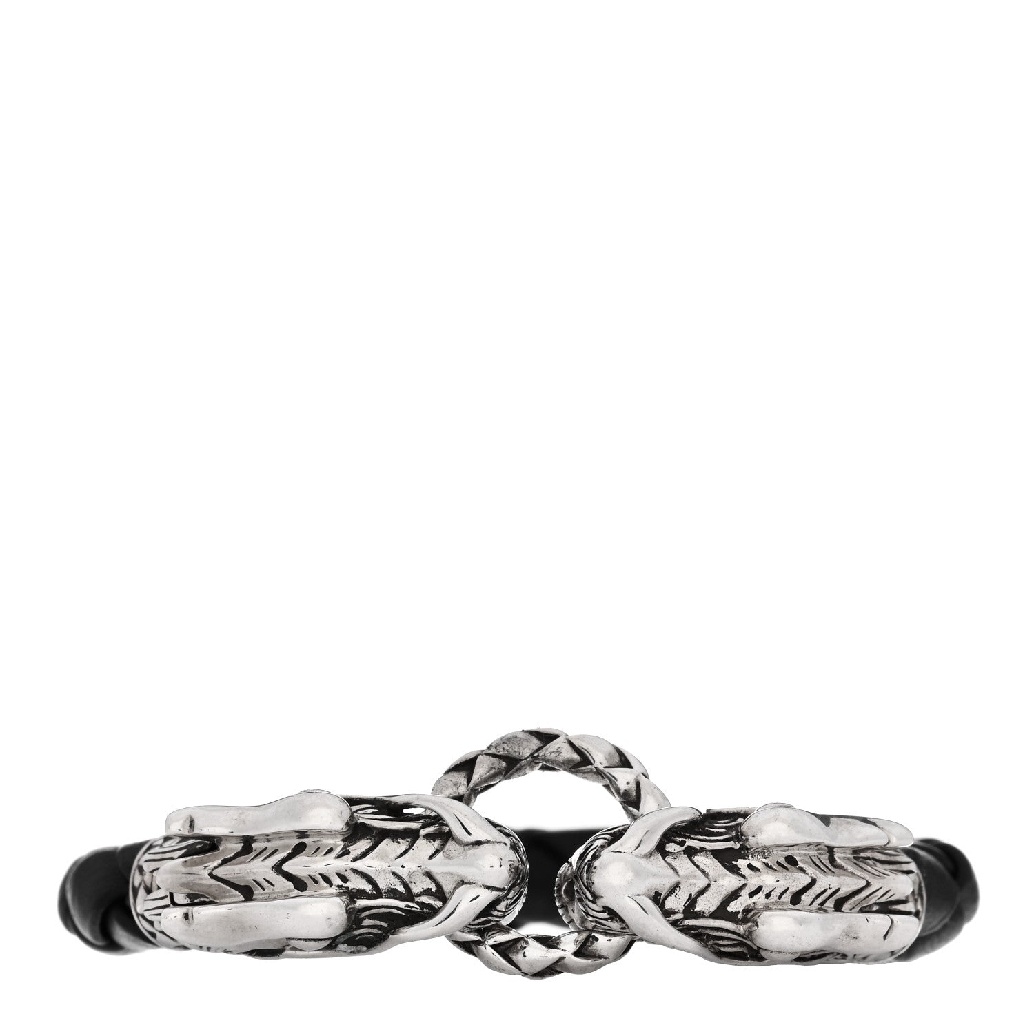 John Hardy Sterling Silver Leather Naga Dragon Legend Bracelet Black 1 of 3