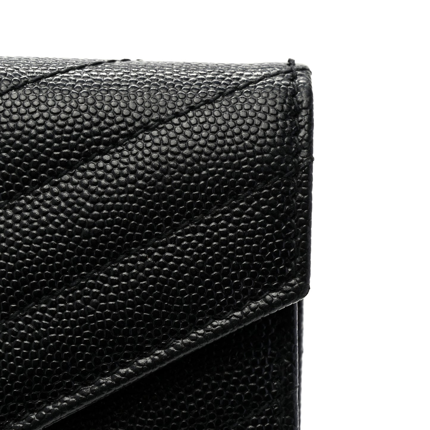 Grain De Poudre Matelasse Chevron Small Monogram Envelope Wallet Black