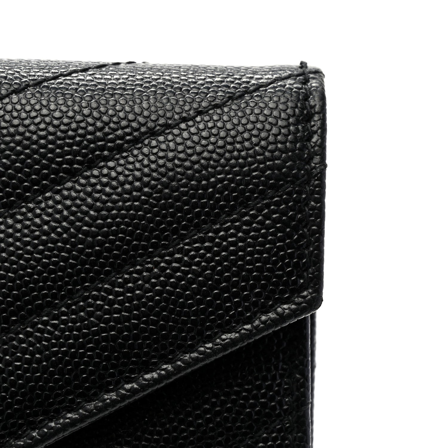 Saint Laurent Grain De Poudre Matelasse Chevron Small Monogram Envelope Wallet Black 9 of 10