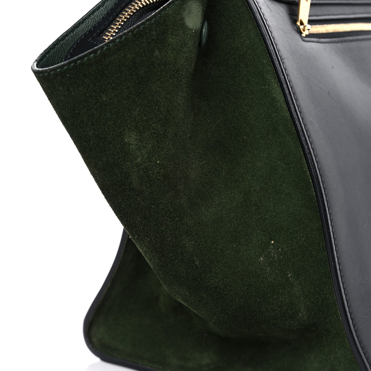 Natural Calfskin Suede Medium Bi-Color Trapeze Black